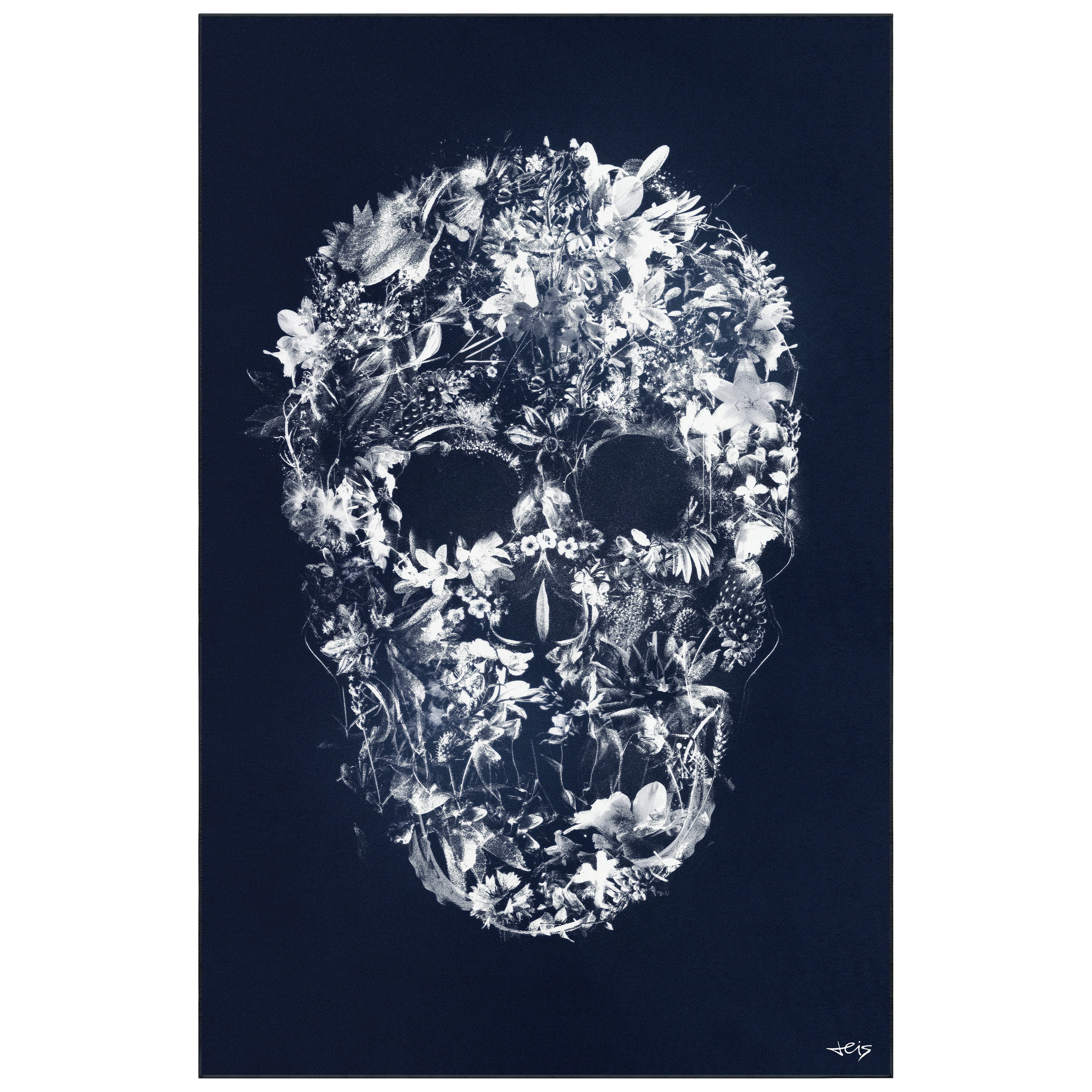 Skull Silhouette Washable Art Area Rug size 5'x8', Power-loomed, Heavenly Softness with Non-Slipping Backing