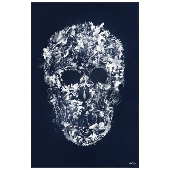 Skull Silhouette Washable Art Area Rug size 5'x8', Power-loomed, Heavenly Softness with Non-Slipping Backing