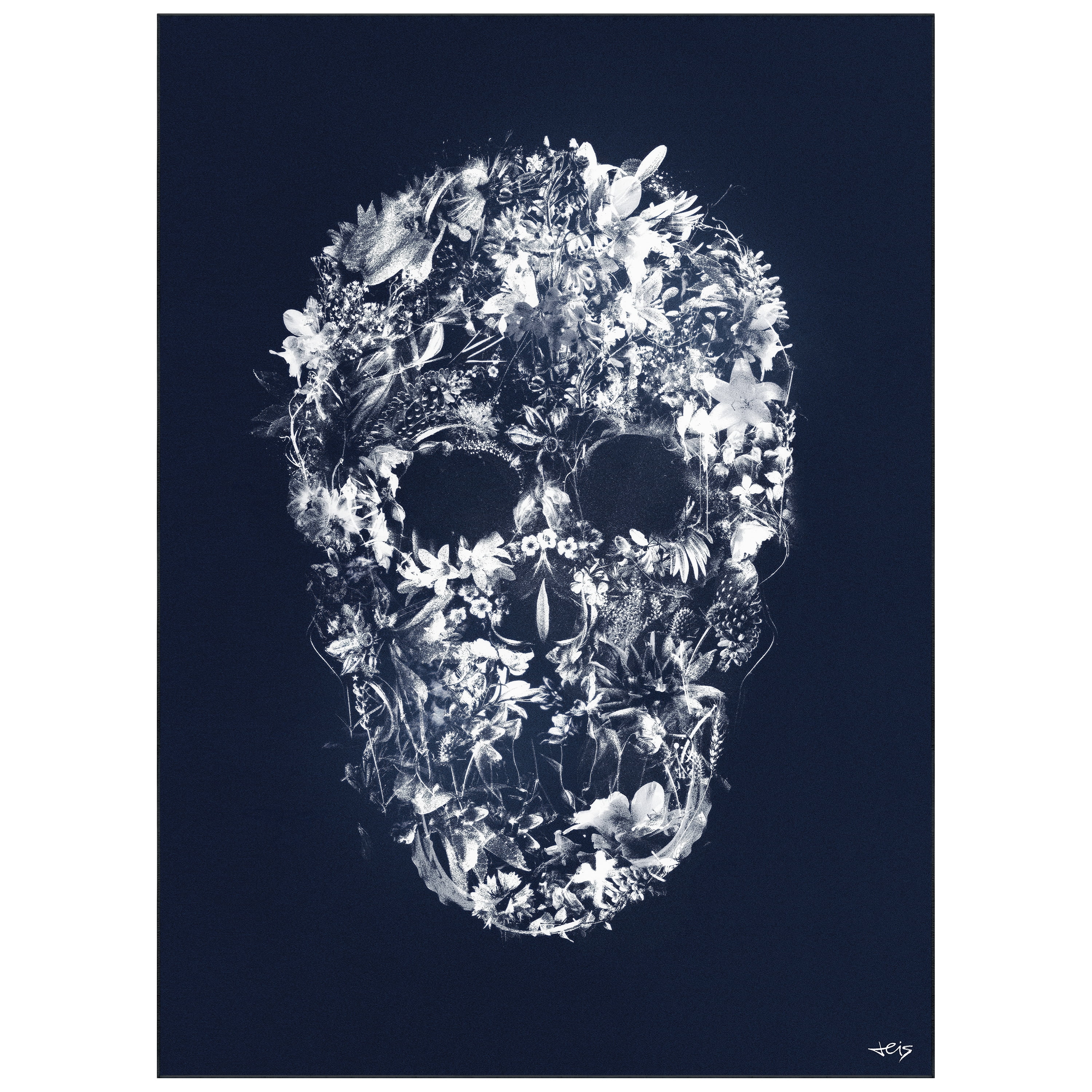 Skull Silhouette Washable Art Area Rug size 8'x10', Power-loomed, Heavenly Softness with Non-Slipping Backing