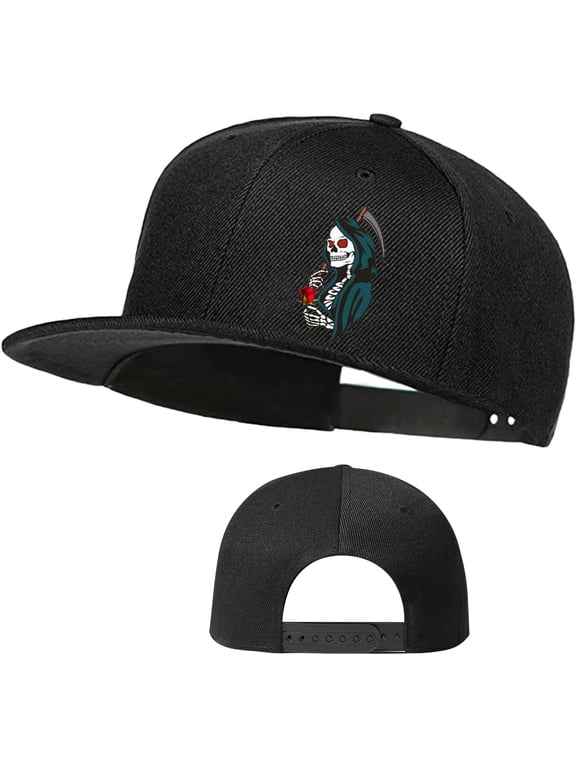 Skull Skateboards Hat Flat Bill Hats for Men Snap Backpack Mens Hats and Caps Cool Snapback Baseball Cap for Boys Hip Hop