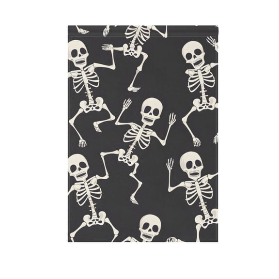 Skull Skeleton Dancing Garden Flag House Banner 12" x 18" Double Sided Outdoor Yard Decoration