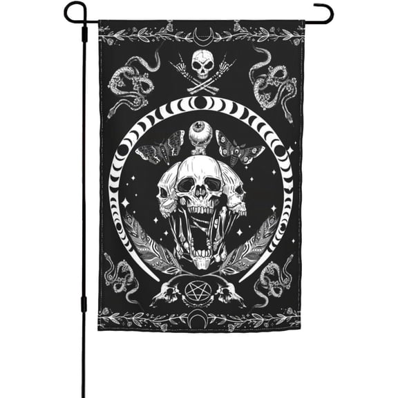 Skull Skeleton Halloween Garden Flag Welcome Party Outdoor Outside Decorations Picks Home House Garden Yard Decor 12x18 Inch