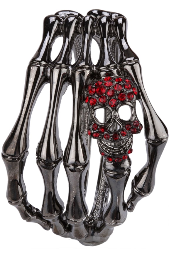 Skull Skeleton Hand Hinged Bangle Bracelet for Women Fit Wrist Circumference 6.5 to 7.5 inch