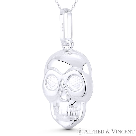 Skull / Skeleton Head Goth & Punk Charm Pendant in .925 Sterling Silver