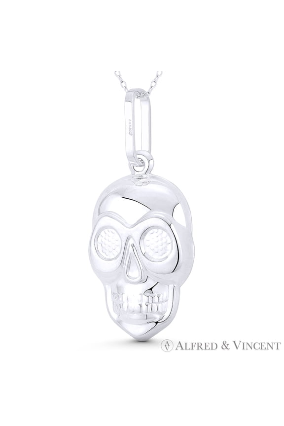 Skull / Skeleton Head Goth & Punk Charm Pendant in .925 Sterling Silver