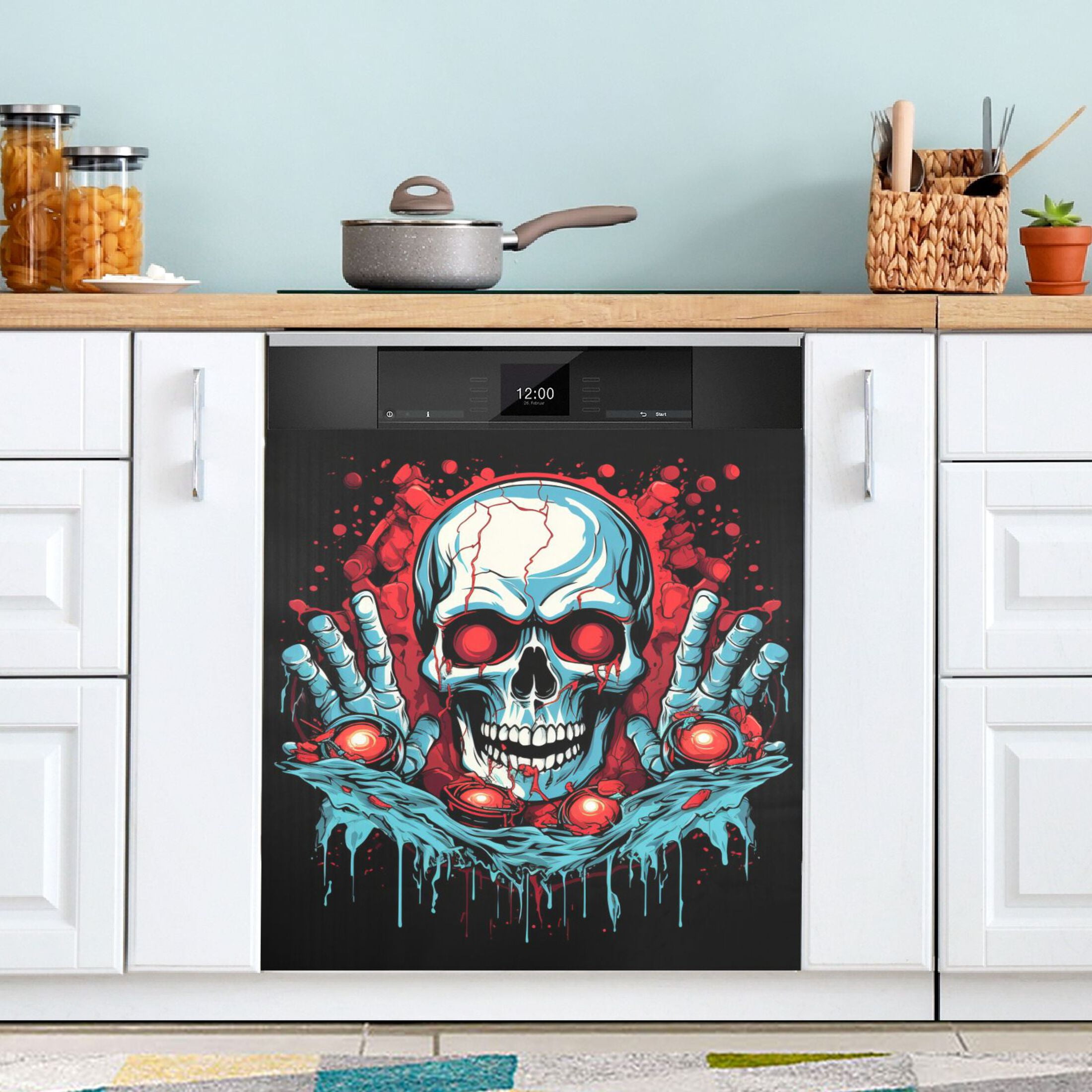 Skull Skeleton Dishwasher Cover Refrigerator