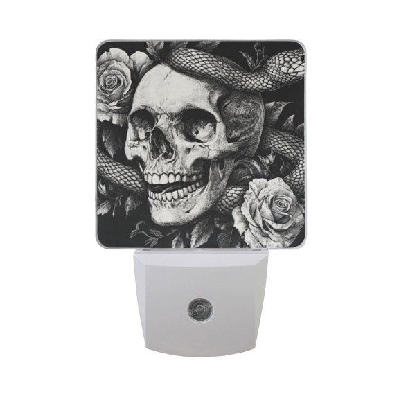 Skull Snake Roses LED Night Light with Smart Sensor Plug Into Wall Dusk to Dawn 2 packs