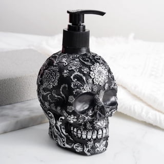 Skull Soap Dispenser with Rust Proof Pump, Refillable Liquid Hand Lotion Bottle for Bathroom, Bedroom and Kitchen ,Checkerboard Decor