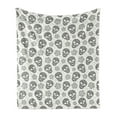 thumbnail image 1 of Skull Soft Flannel Fleece Blanket, Abstract Floral Skulls Daisies Hearts Circles Illustration Vintage Style Print, Cozy Plush for Indoor and Outdoor Use, 50" x 70", White and Black, by Ambesonne, 1 of 5