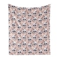 thumbnail image 1 of Skull Soft Flannel Fleece Blanket, Halloween Traditional Mexican Sugar Day of the Dead Roses Horror Folk Pattern, Cozy Plush for Indoor and Outdoor Use, 70" x 90", White Blush Black, by Ambesonne, 1 of 6