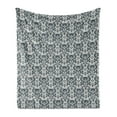 thumbnail image 1 of Skull Soft Flannel Fleece Throw Blanket, Baroque Skulls in Floral Ornament Pattern Scary Victorian Print, Cozy Plush for Indoor and Outdoor Use, 60" x 80", Charcoal Grey and White, by Ambesonne, 1 of 5
