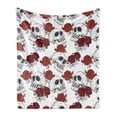 thumbnail image 1 of Skull Soft Flannel Fleece Throw Blanket, Retro Gothic Dead Head Skeleton with Roses Halloween Theme Spooky Trippy Romantic, Cozy Plush for Indoor and Outdoor Use, 50" x 60", Grey, by Ambesonne, 1 of 5
