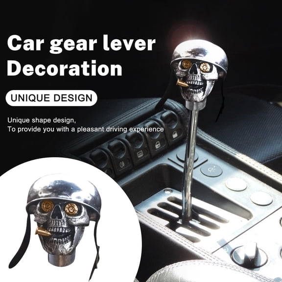 Skull Soldier Grip Handcrafted Gear Shift Knob, Silver Devil Skulls Car Stick Shifter Handle, Universal Fit for Most Manual & Automatic Transmissions