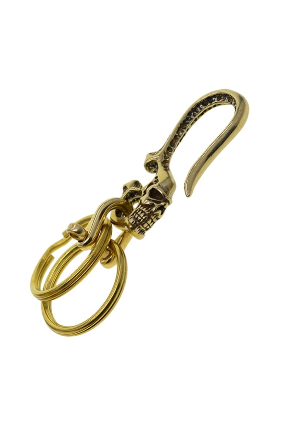 Skull Solid Brass Hook Fob Motorcycle Jean Pant Biker Wallet Key Chain
