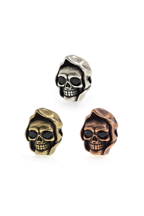 Skull Spacer Beads Pave CZ Charm for Men's Personalized Bracelet Jewelry Supplies 11x17mm