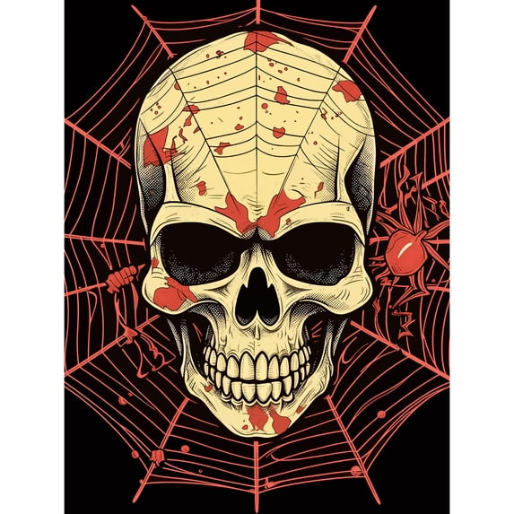 Skull Spider Web Old School USA Tattoo Ink Body Rockabilly Americana 50s Large Wall Art Poster Print Thick Paper 18X24 Inch