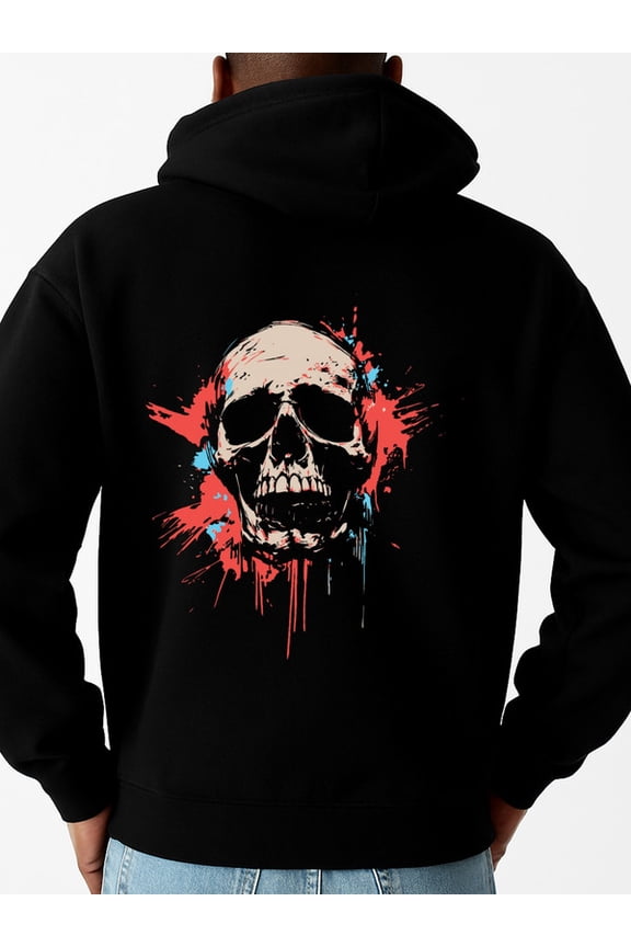Skull Splash Hoodie graphic hoodies fire skeleton for men machine washable black hoodies for autumn and winter Clothing vintage fire 3d Funny Unisex Shirt Cotton tshirts