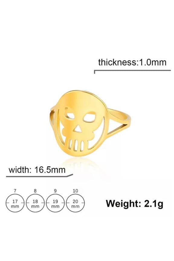 Skull Stainless Steel Ring Halloween Skeleton Rings Vintage Hollow Jewelry Gift