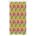 thumbnail image 1 of Skull Stall Shower Curtain, Head Bones Print on Colorful Geometric Triangle Background, Fabric Bathroom Set with Hooks, 36W X 72L Inches Long, Earth Yellow Jade Green and Pink, by Ambesonne, 1 of 1