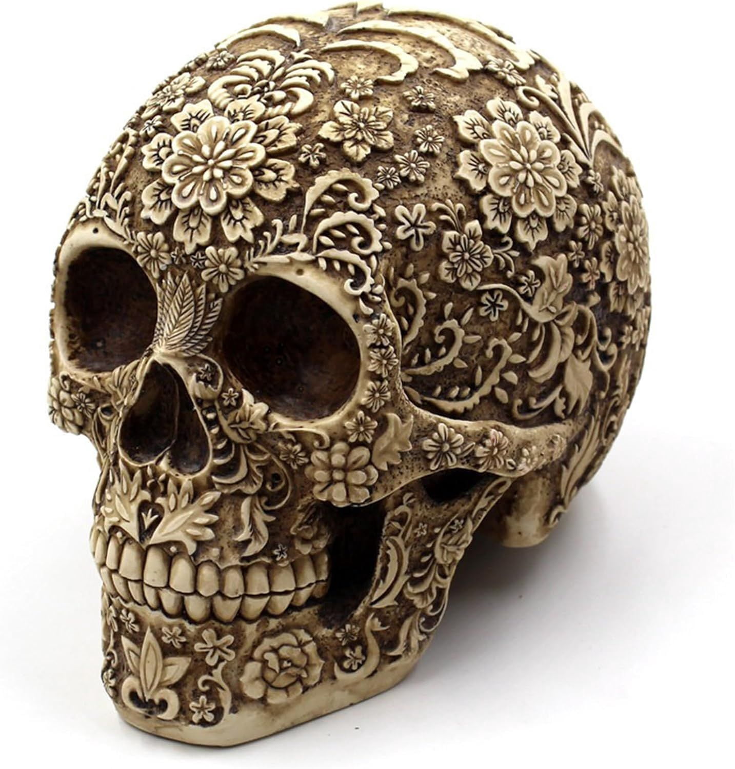 Skull Statue 8.2x5.9x6.3 Inch with Intricate Mechanical Design for Gothic Decor