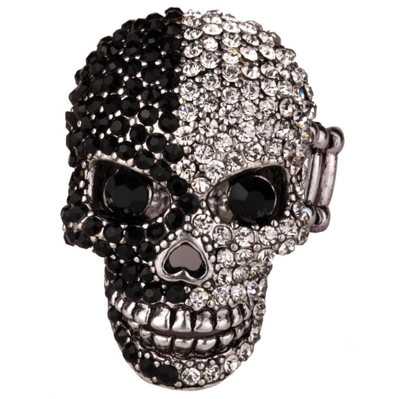Skull Stretch Rings for Women Fit Finger Size 6.5 to 9 Rhinestone Silk Scarf Holders