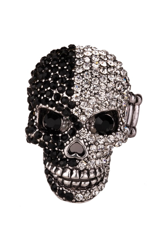 Skull Stretch Rings for Women Fit Finger Size 6.5 to 9 Rhinestone Silk Scarf Holders