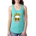 thumbnail image 1 of Skull Sunflower Skeleton Bandana Inspirational/Christian Ladies Racerback Tank Top, Tahiti Blue, Medium, 1 of 3