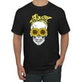 thumbnail image 1 of Skull Sunflower Skeleton Bandana Inspirational/Christian Men's Graphic T-Shirt, Black, X-Large, 1 of 3