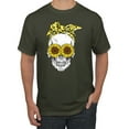 thumbnail image 1 of Skull Sunflower Skeleton Bandana Inspirational/Christian Men's Graphic T-Shirt, Military Green, 3XL, 1 of 3