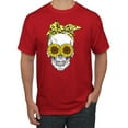 thumbnail image 1 of Skull Sunflower Skeleton Bandana Inspirational/Christian Men's Graphic T-Shirt, Red, X-Large, 1 of 3
