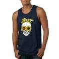 thumbnail image 1 of Skull Sunflower Skeleton Bandana Inspirational/Christian Mens Graphic Tank Top, Navy, X-Large, 1 of 3