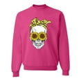 thumbnail image 1 of Skull Sunflower Skeleton Bandana Inspirational/Christian Unisex Crewneck Graphic Sweatshirt, Fuschia, Medium, 1 of 3