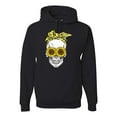 thumbnail image 1 of Skull Sunflower Skeleton Bandana Inspirational/Christian Unisex Graphic Hoodie Sweatshirt, Black, Medium, 1 of 3