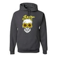 thumbnail image 1 of Skull Sunflower Skeleton Bandana Inspirational/Christian Unisex Graphic Hoodie Sweatshirt, Charcoal, Medium, 1 of 3
