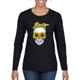 thumbnail image 1 of Skull Sunflower Skeleton Bandana Inspirational/Christian Womens Graphic Long Sleeve T-Shirt, Black, Small, 1 of 3