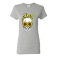 thumbnail image 1 of Skull Sunflower Skeleton Bandana Inspirational/Christian Womens Graphic T-Shirt, Heather Grey, 2XL, 1 of 3