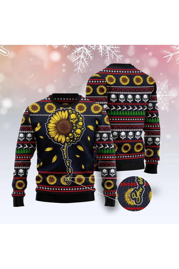 Skull Sunflower Ugly Christmas Sweater, Christmas Sweater, Ugly Sweater, Funny Xmas Sweaters