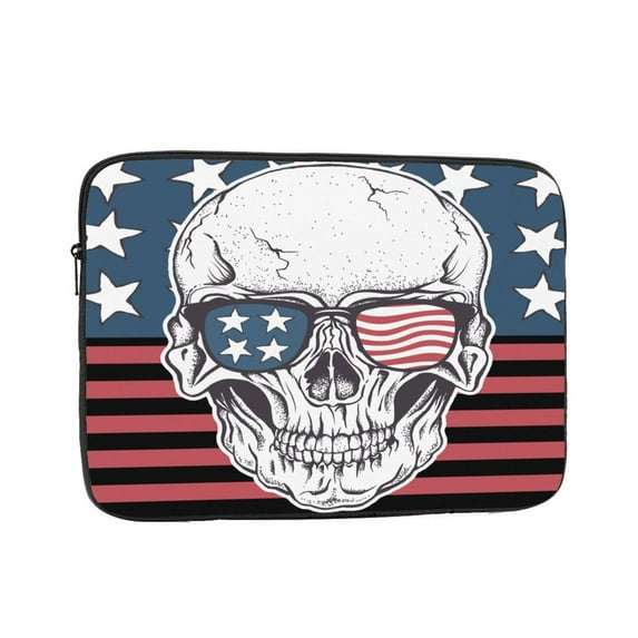 Skull Sunglasses On USA Flag 15 inch Portable Laptop Sleeve Compatible with MacBook Air Notebook Computer Case for Men Women College School Students