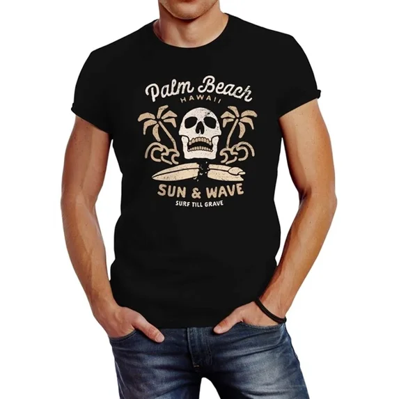 Skull Surf Palm Beach T-Shirt Unisex S-5XL Hot Trending Shirt, Vintage Birthday Gift