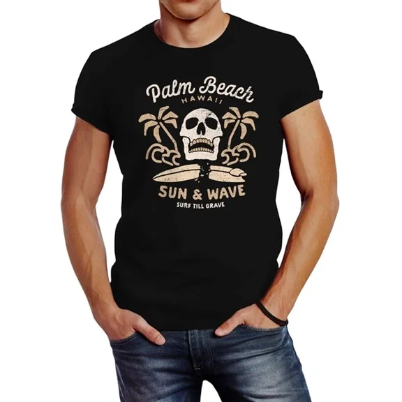 Skull Surf Palm Beach T-Shirt Unisex S-5XL Hot Trending Shirt, Vintage Birthday Gift
