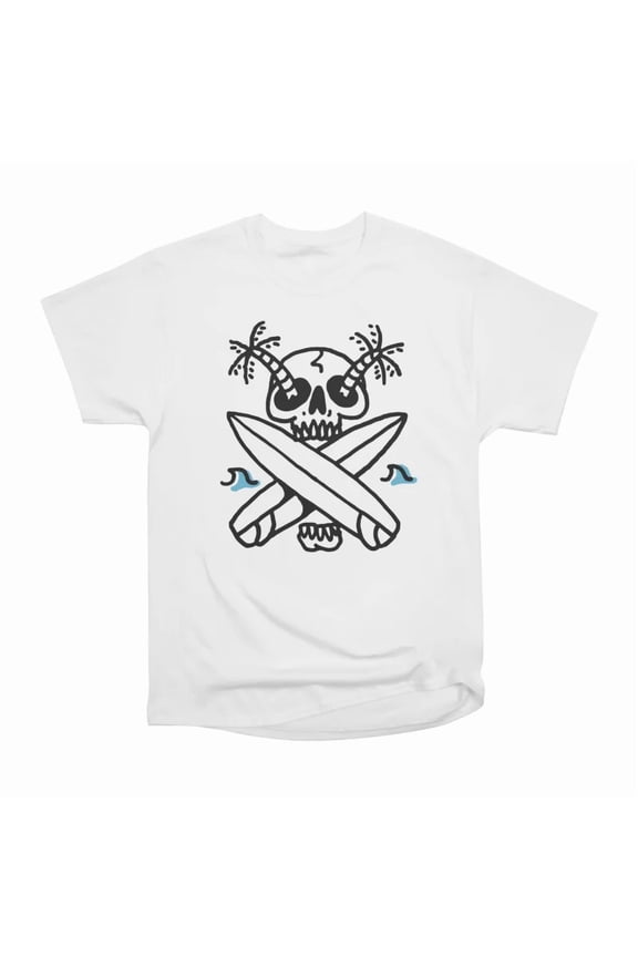 Skull Surf and Beach T-Shirt Tee Gift For Him Merch For Her Apparel For Friend