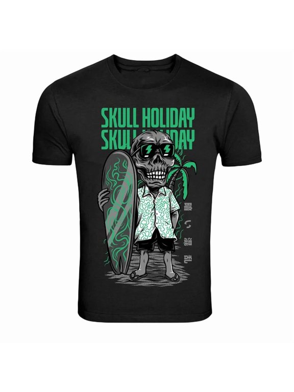 Skull Surfer Holiday Graphic Classic Design For Gift Giving T-Shirt, Size S-5XL