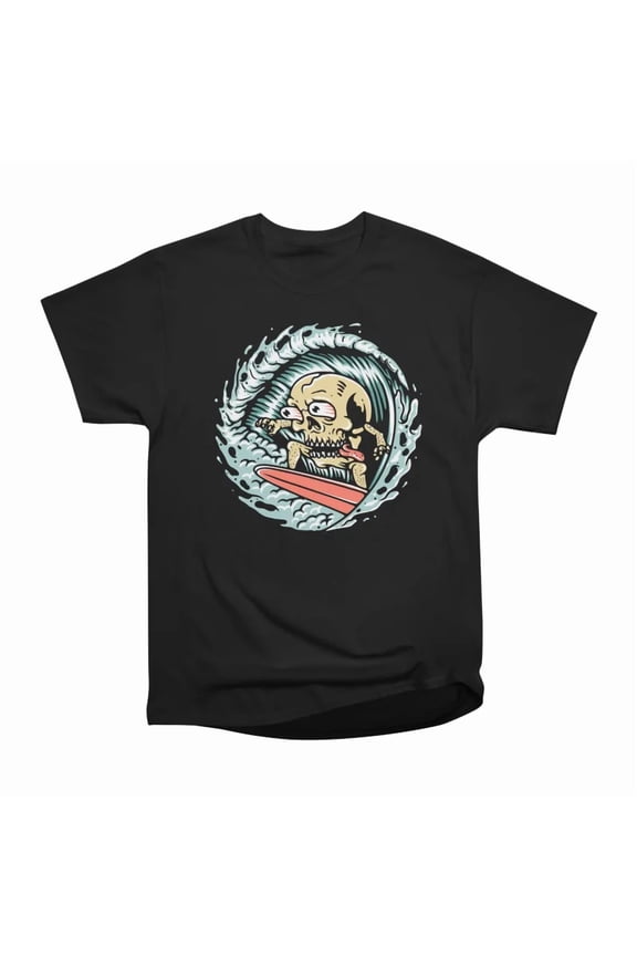 Skull Surfing T-Shirt Tee Gift For Him Merch For Her Apparel For Friend