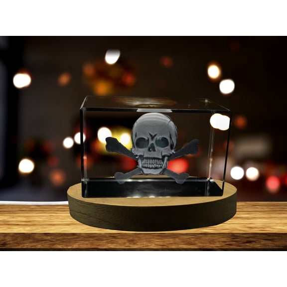 Skull Symbol Halloween 3D Engraved Crystal Decor