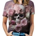 thumbnail image 1 of Skull T-Shirt O Neck Retro Print Big Size T-Shirts Short Sleeve Tees Womens Pretty Design, 1 of 5