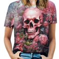 thumbnail image 1 of Skull T-Shirt O Neck Retro Print Big Size T-Shirts Short Sleeve Tees Womens Pretty Design, 1 of 5