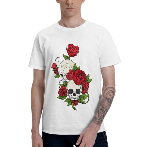 Skull T-Shirt for Men Cotton 100% Summer Tops Women Fashion Casual Short Sleeves Round Collar Short-Sleeve Couple Top Tees