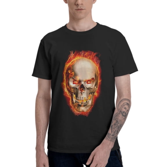 Skull T-Shirt for Men Cotton 100% Summer Tops Women Fashion Casual Short Sleeves Round Collar Short-Sleeve Couple Top Tees