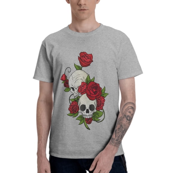 Skull T-Shirt for Men Cotton 100% Summer Tops Women Fashion Casual Short Sleeves Round Collar Short-Sleeve Couple Top Tees