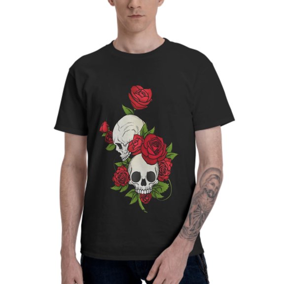 Skull T-Shirt for Men Cotton 100% Summer Tops Women Fashion Casual Short Sleeves Round Collar Short-Sleeve Couple Top Tees